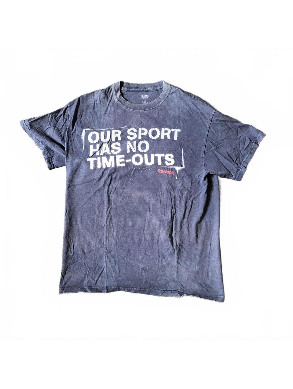 Reebok Navy Blue Graphic T-Shirt Our Sport Has No Time-Outs Size M